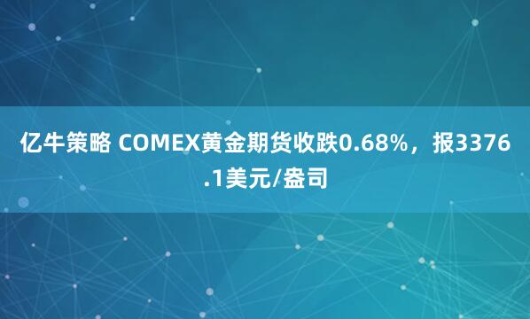 亿牛策略 COMEX黄金期货收跌0.68%，报3376.1美元/盎司