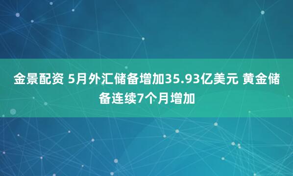 金景配资 5月外汇储备增加35.93亿美元 黄金储备连续7个月增加